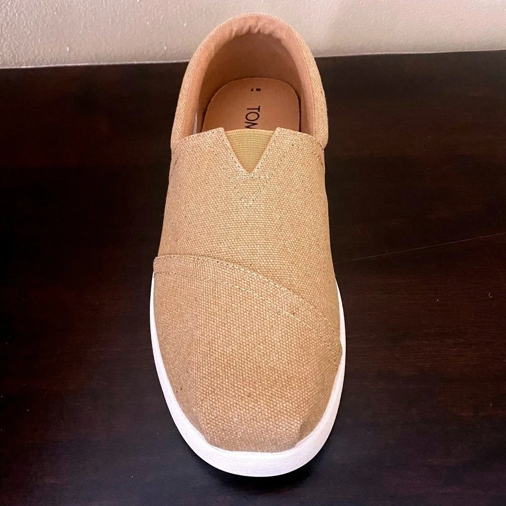 TOMS Alpargata Fenix Mens Tan Heritage Canvas Slip‎ On Sneakers Shoes Size 7